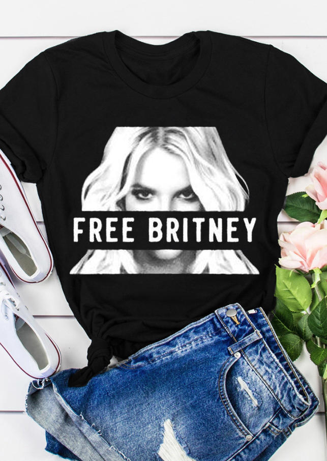 

Free Britney O-Neck T-Shirt Tee - Black, 512430