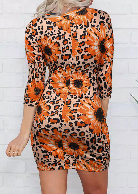 Sunflower Leopard Twist Hollow Out Bodycon Dress