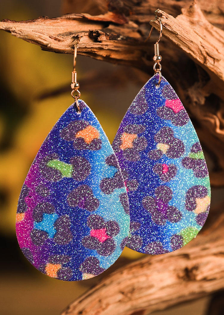 

Tie Dye Gradient Leopard Earrings, Multicolor, 512441