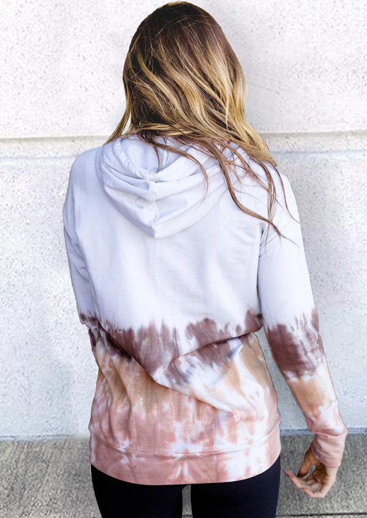 Buy Tie Dye Kangaroo Pocket Drawstring Hoodie - White. Picture