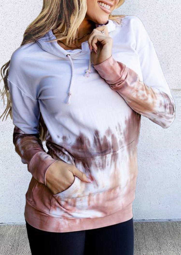 

Tie Dye Kangaroo Pocket Drawstring Hoodie - White, 512449
