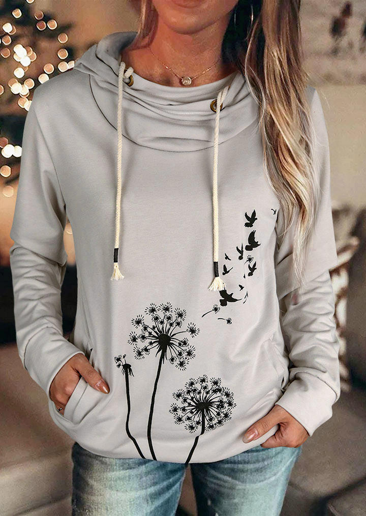 

Dandelion Pocket Drawstring Pullover Hoodie - Gray, 511607