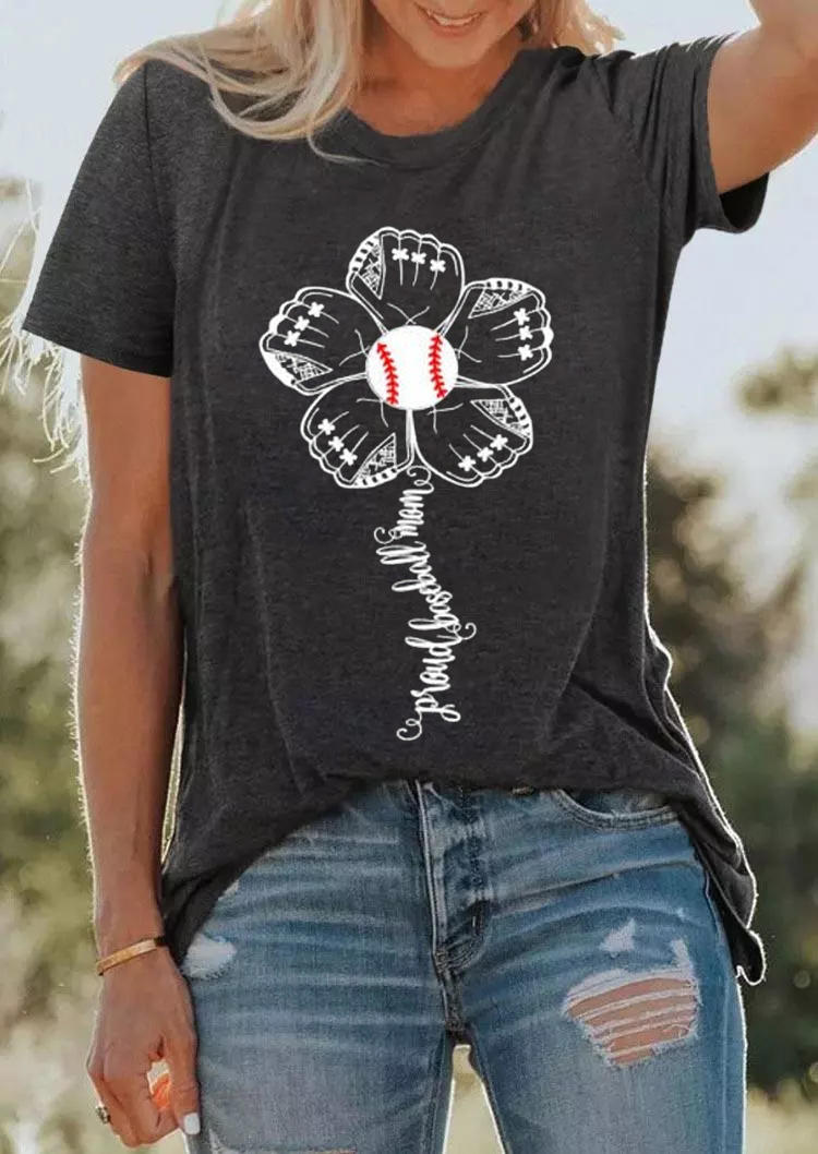 

Proud Baseball Mom O-Neck T-Shirt Tee - Dark Grey, 512476