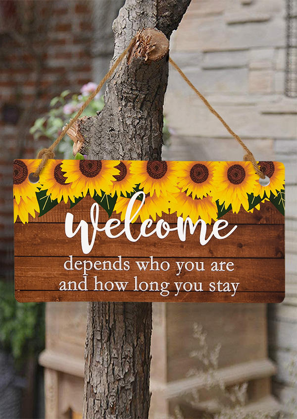 

Sunflower Welcome Sign Front Door Porch Wall Hanging Plank, Multicolor, 512499