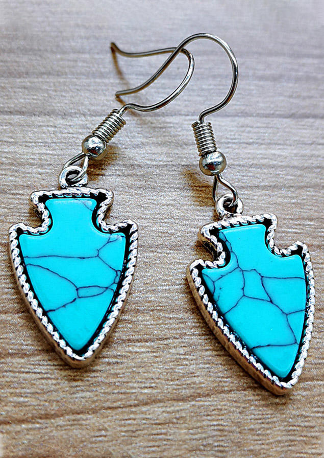 

Bohemian Turquoise Shield Hook Earrings, Cyan, 512659