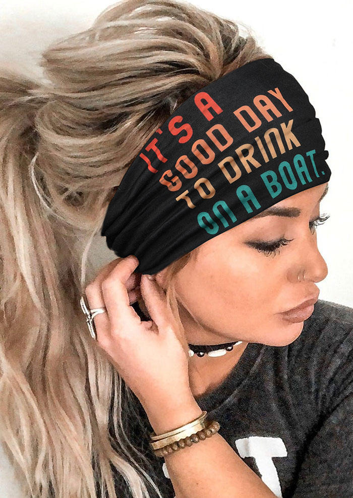 

It's A Good Day To Drink On A Boat Sport Wide Headband, Black, 512683