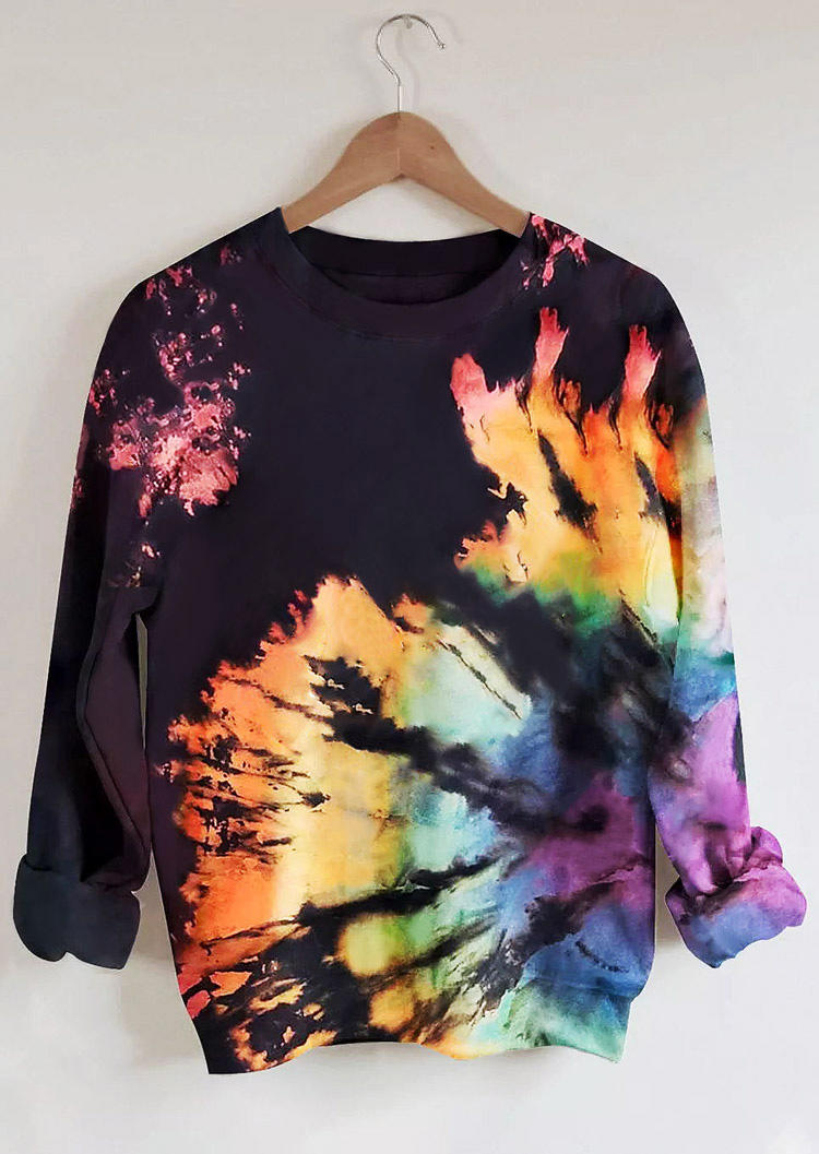 

Reverse Tie Dye Rainbow O-Neck Sweatshirt, Multicolor, 512861