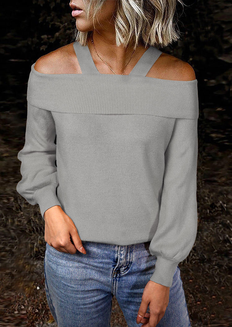 

Cold Shoulder Long Sleeve Sweater - Gray, 511898