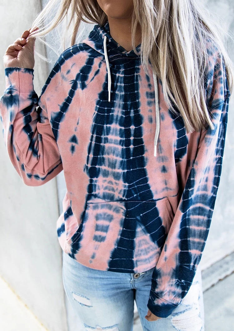 

Tie Dye Drawstring Kangaroo Pocket Hoodie, Multicolor, 512484