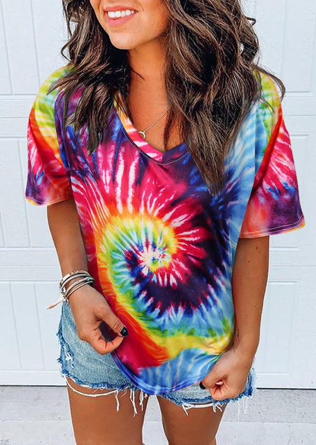 

Swirl Tie Dye Raglan Sleeve Casual Blouse, Multicolor, 512788
