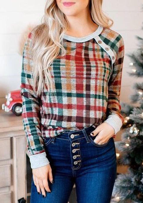 Colorful Striped Button Long Sleeve Blouse