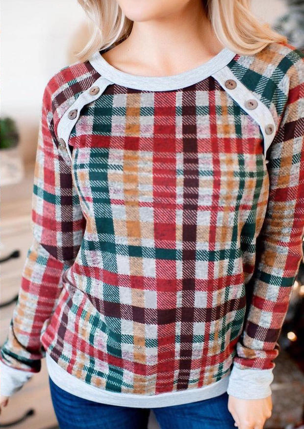 

Colorful Striped Button Long Sleeve Blouse, Multicolor, 512811