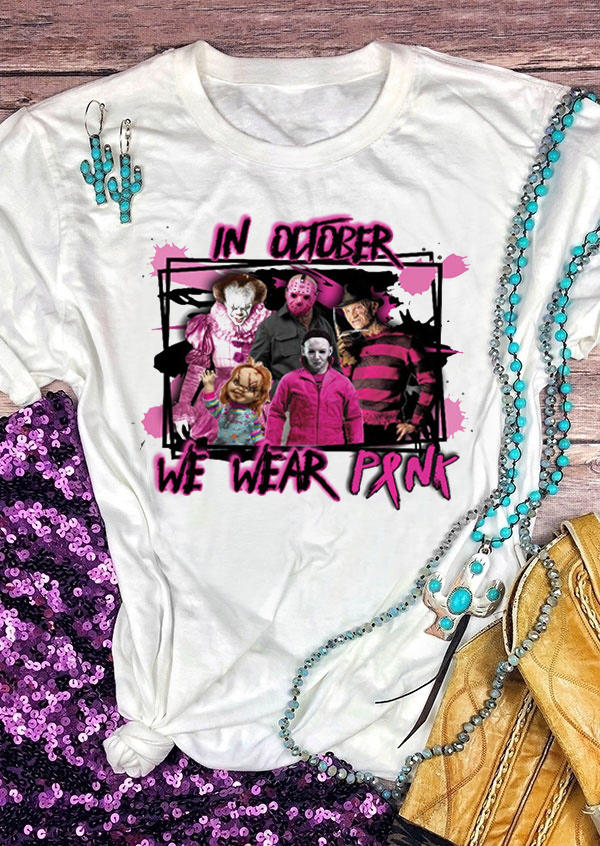 

Halloween In October We Wear Pink T-Shirt Tee - White, 512839