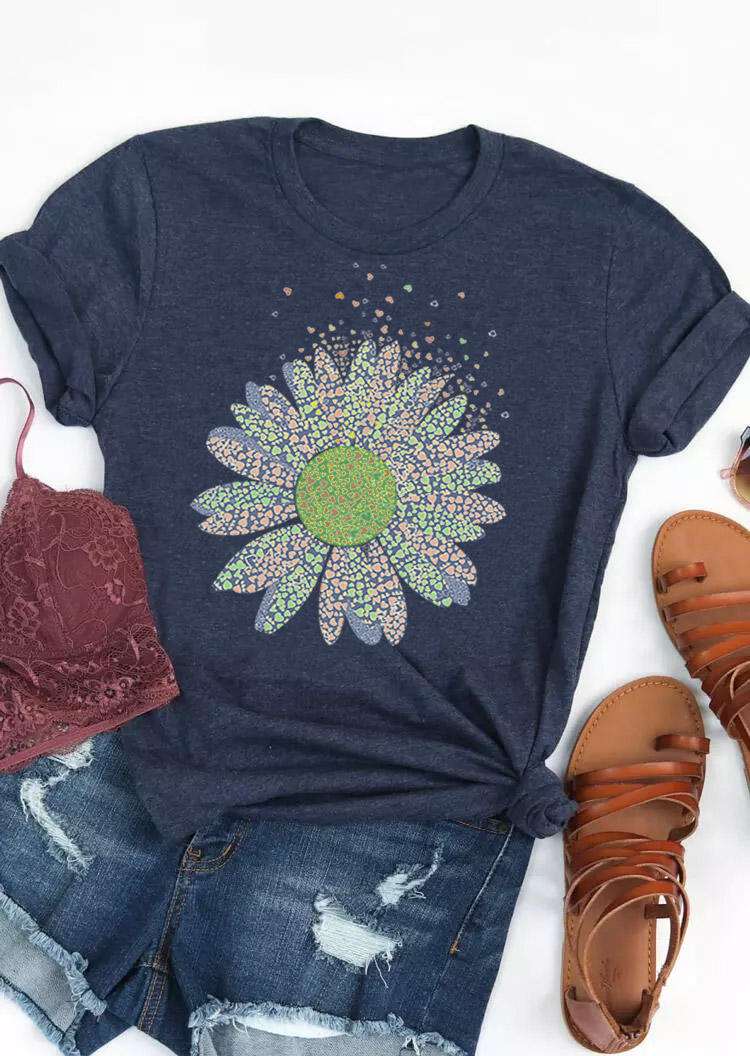 

Daisy Heart T-Shirt Tee - Deep Blue, 512876