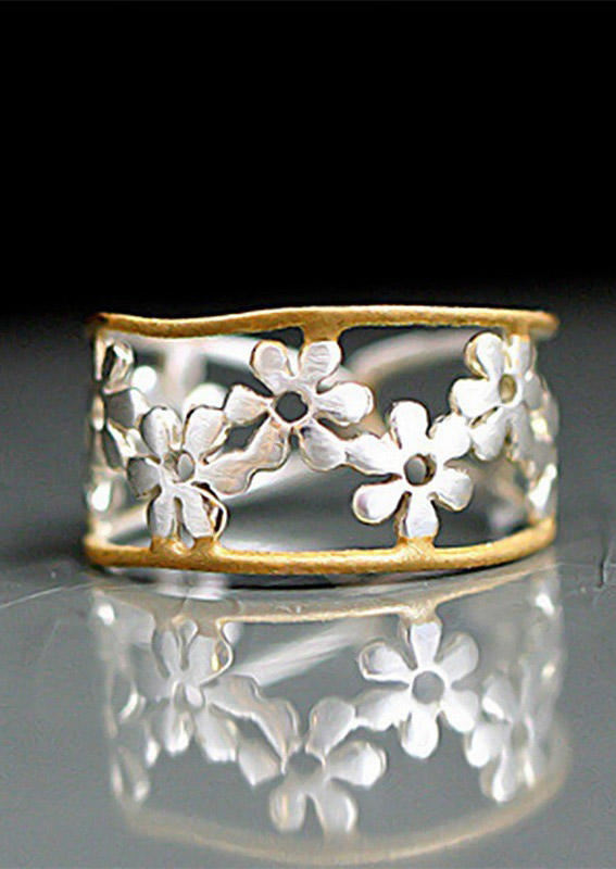 

Hollow Out Floral Adjustable Alloy Ring, Silver, 512826