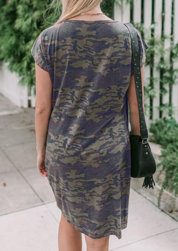 Camouflage Twist V-Neck Casual Mini Dress