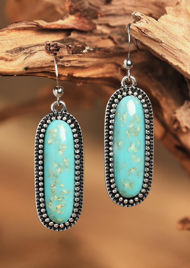 

Vintage Rhinestone Turquoise Oval Earrings, Cyan, 512909