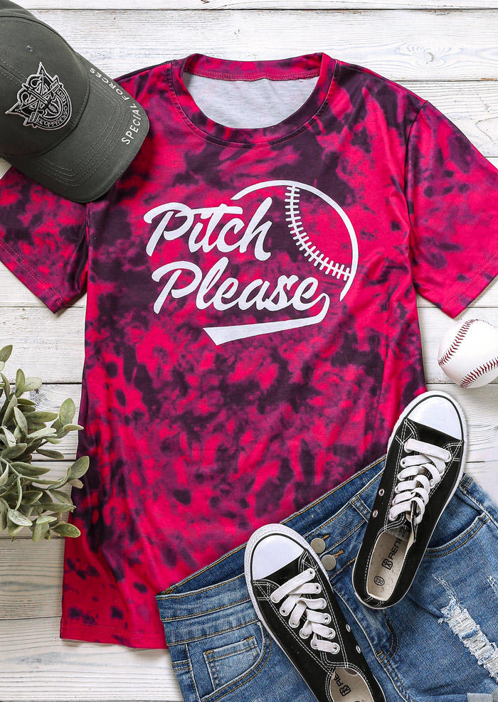 

Pitch Please Baseball Tie Dye T-Shirt Tee, Multicolor, 512946