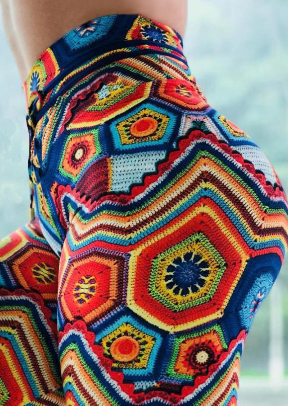 

Vintage Floral High Waist Fitness Activewear Pants, Multicolor, 513087