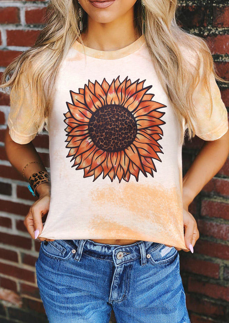 

Bleached Leopard Sunflower T-Shirt Tee - Yellow, 513089
