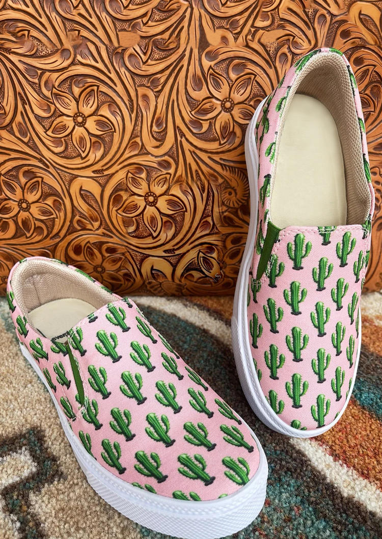 

Cactus Slip On Round Toe Flat Sneakers - Pink, 513175