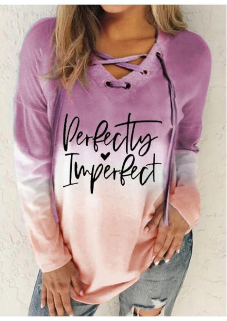 

Perfectly Imperfect Gradient Lace Up Sweatshirt - Purple, FZ003299