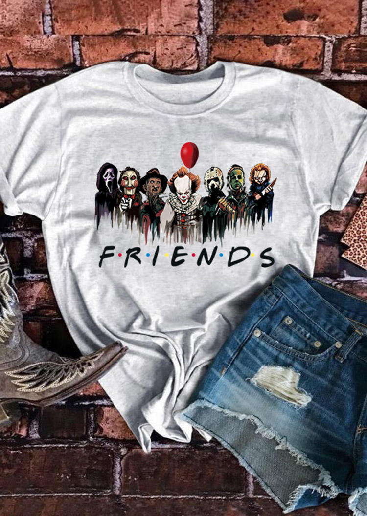 

Horror Movie Characters T-Shirt Tee - Light Grey, 512755