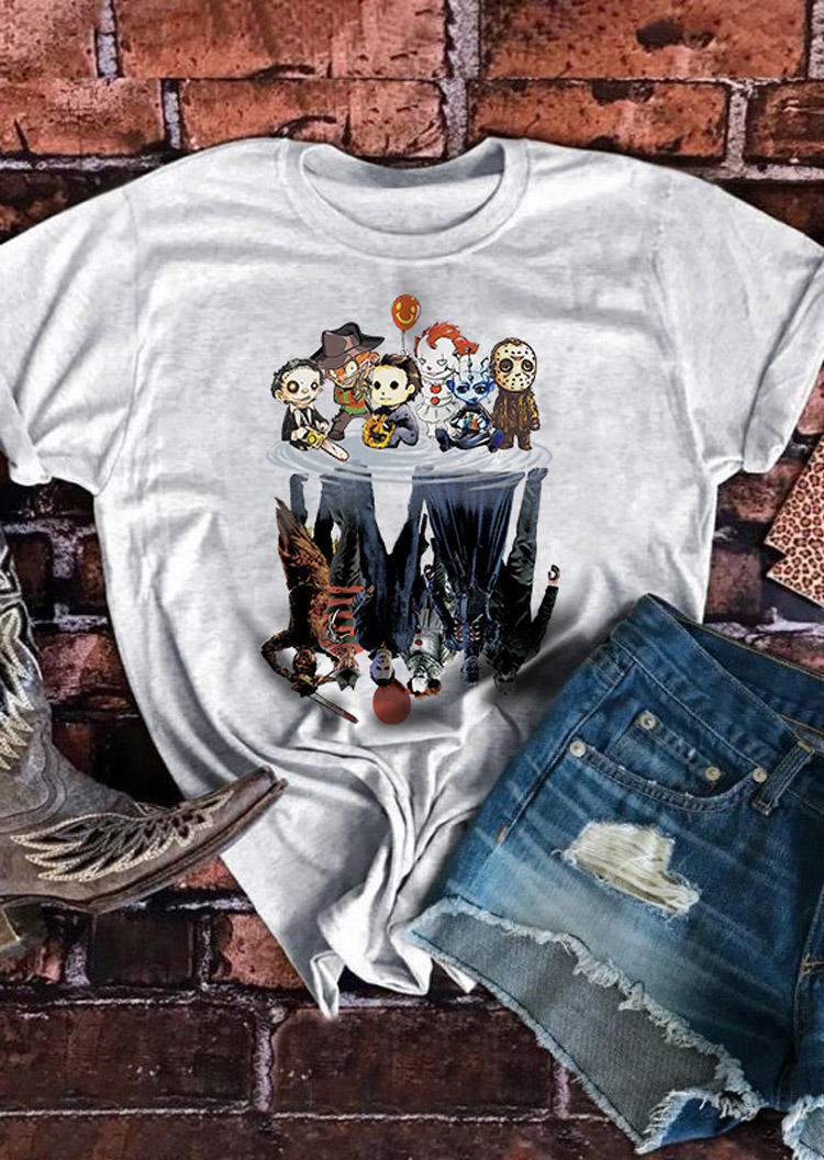 

Halloween Witch O-Neck T-Shirt Tee - Light Grey, 512758