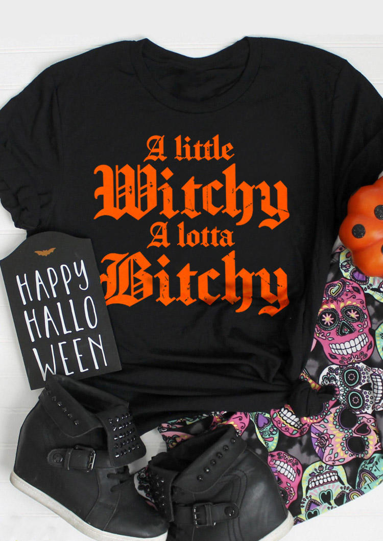 

Halloween A Little Witchy O-Neck T-Shirt Tee - Black, 513172