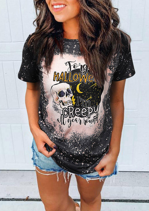 

I'm Creepy All Year Skull T-Shirt Tee - Dark Grey, Gray, 513212