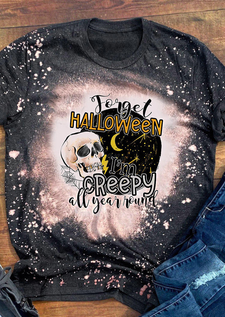 I'm Creepy All Year Skull T-Shirt Tee - Dark Grey