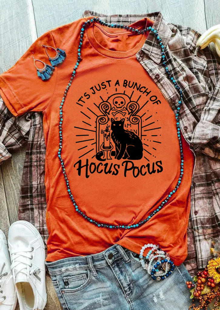 

Halloween It's Just A Bunch Of Cat T-Shirt Tee - Orange, 513093