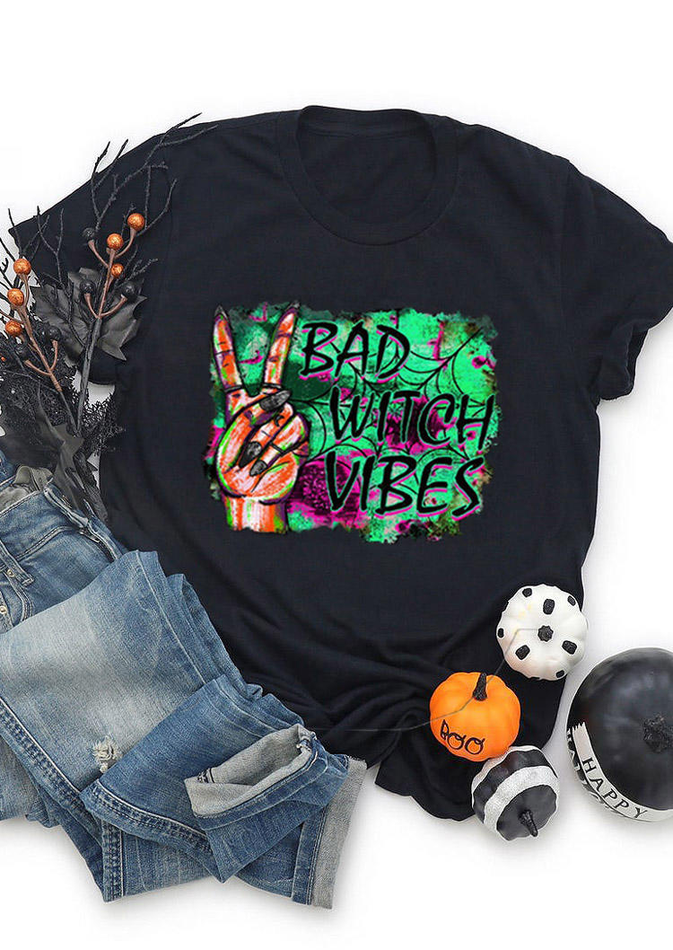 

Halloween Bad Witch Vibes T-Shirt Tee - Black, 513473
