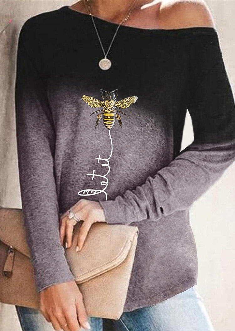 

Gradient Let It Bee Long Sleeve T-Shirt Tee - Black, 510356