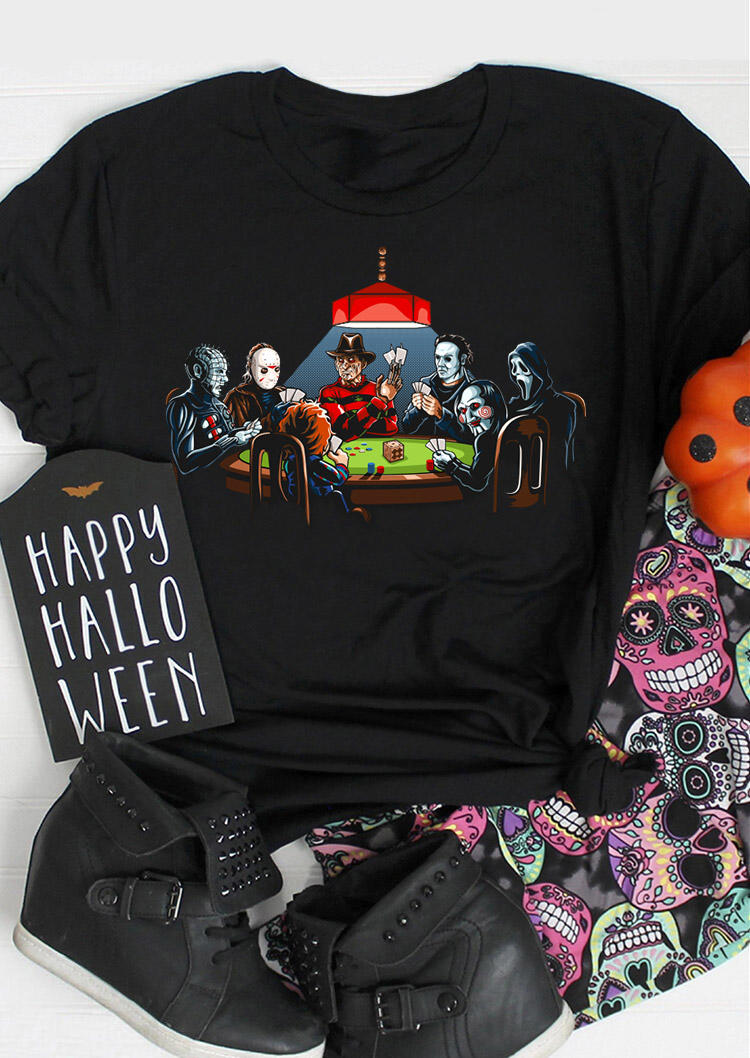 

Halloween Horror Movie O-Neck T-Shirt Tee - Black, 513519