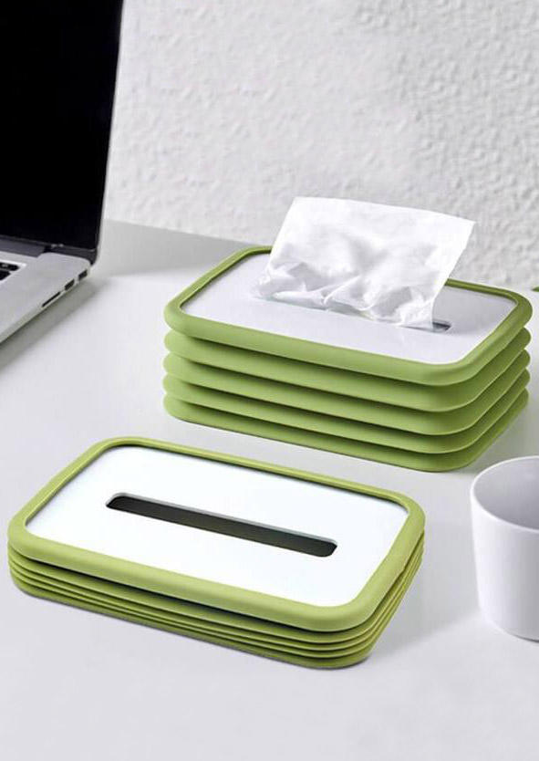 

Silicone Foldable Tissue Box, Green;white, 513525