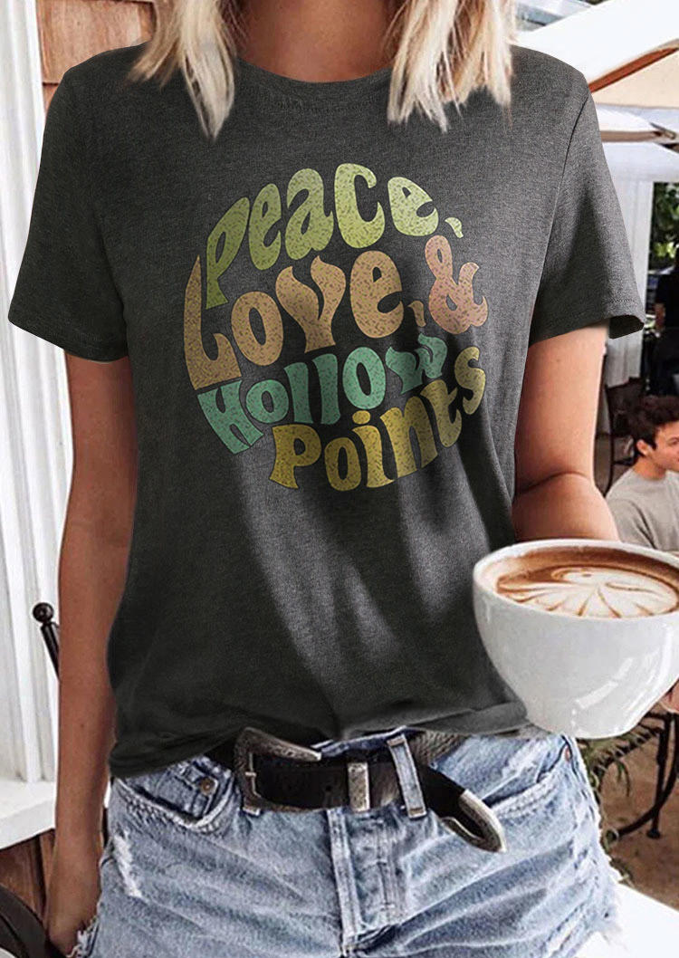 

Peace Love Hollow Points T-Shirt Tee - Gray, 513529