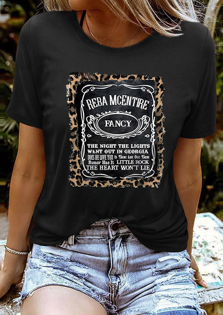 

Reba McEntire Fancy Leopard T-Shirt Tee - Black, 513602