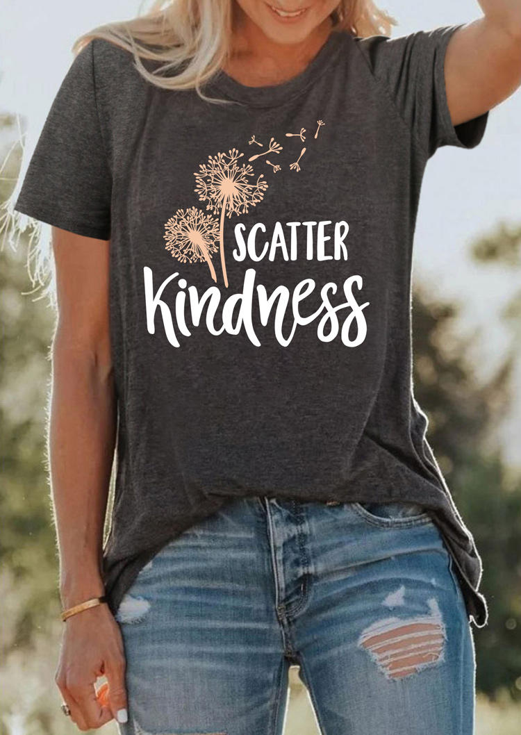 

Scatter Kindness Dandelion T-Shirt Tee - Dark Grey, 513124