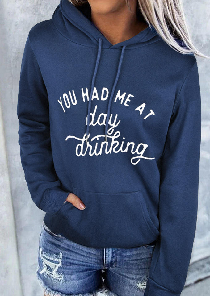 

You Had Me At Day Drinking Kangaroo Pocket Hoodie - Navy Blue, 513546