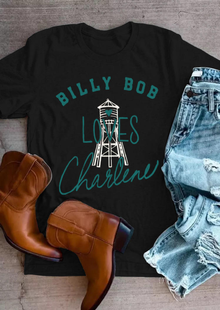 

Billy Bob Loves Charlene T-Shirt Tee - Black, 513574