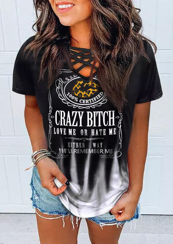 

Crazy B!tch Love Me Or Hate Me Leopard Lips Blouse - Black, 513658