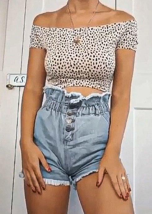 

Leopard Tie Off Shoulder Crop Top - White, 513666