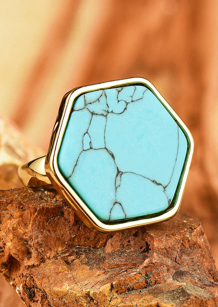 

Vintage Geometric Turquoise Alloy Ring, Pattern2;pattern3, 508570