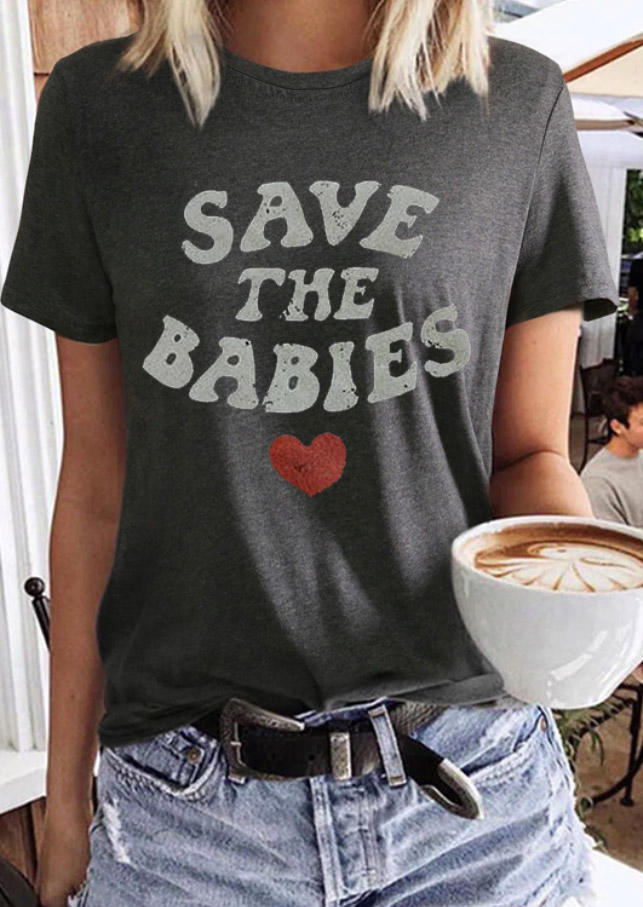 

Save The Babies Heart T-Shirt Tee - Dark Grey, 513649