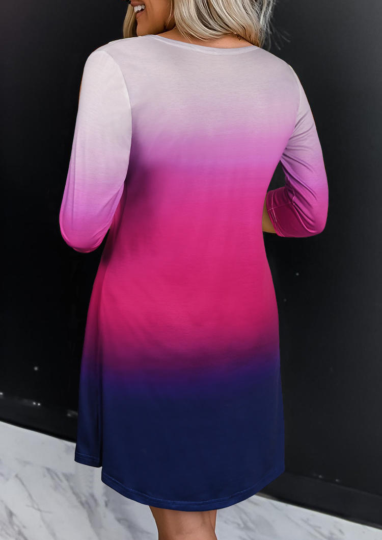 Gradient Long Sleeve Mini Dress