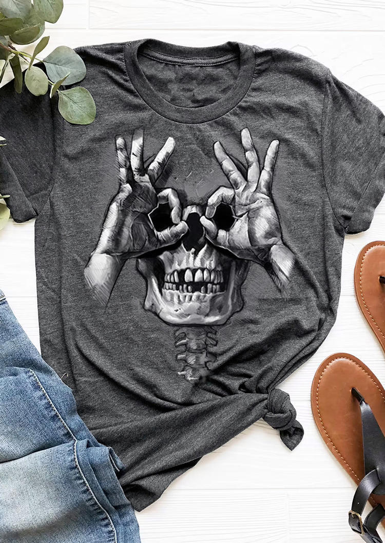 

Halloween Funny Skull T-Shirt Tee - Dark Grey, 513717