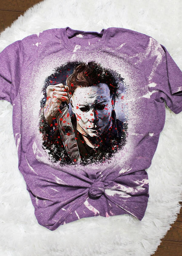 Bleached Horror Movie Character T-Shirt Tee - Purple