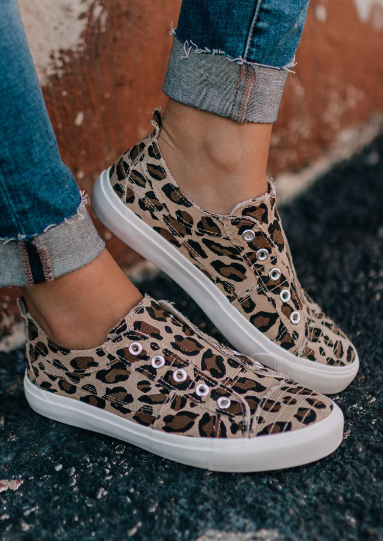 

Leopard Slip On Flat Sneakers, 513733