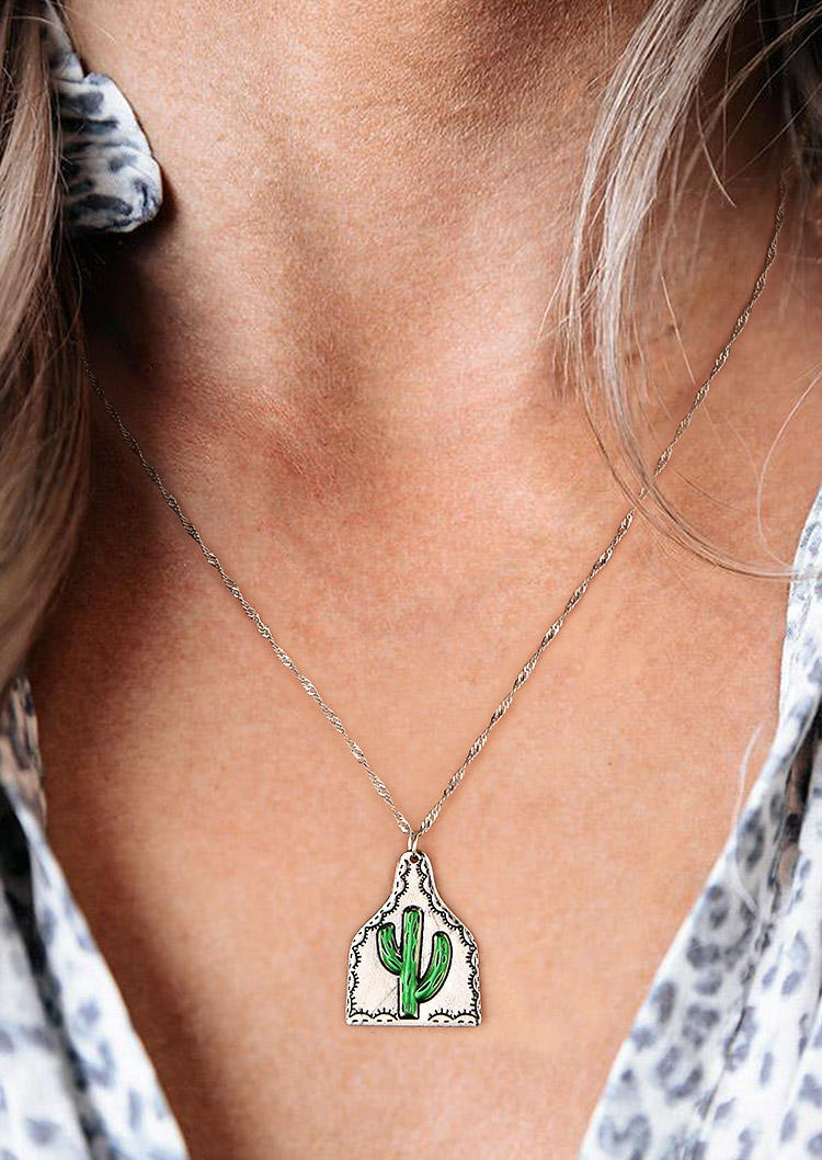 

Vintage Cactus Alloy Pendant Necklace - Silver, 510224